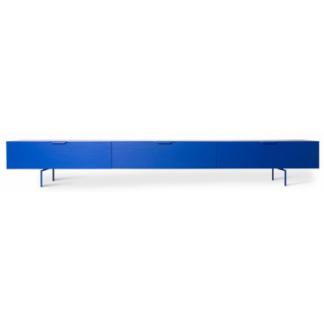 Tvbord i sungkaitræ og metal H36 x B250 cm - Koboltblå
