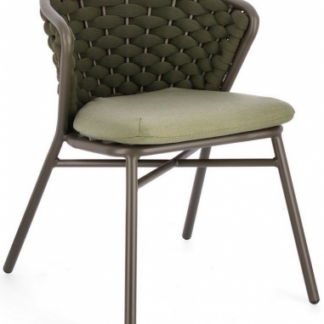 4 x Harlow havestole i aluminium og olefin H73 cm - Oliven/Mørkegrøn/Grøn