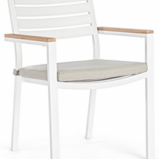 4 x Havestole med armlæn i aluminium H88,5 cm - Hvid/Natur