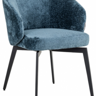 Amphara spisebordsstol i metal og chenille H79 cm - Sort/Blå