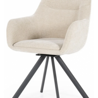 Bliss rotérbar spisebordsstol i metal og polyester H88 cm - Sort/Taupe