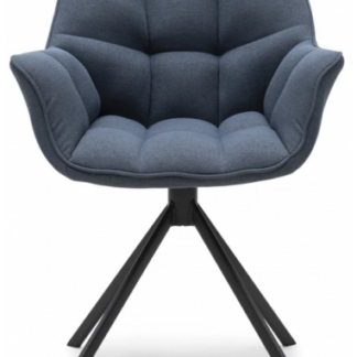 Carnaby rotérbar spisebordsstol i polyester og metal H82 cm - Sort/Blå