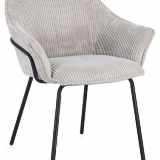 Cassidy spisebordsstol i metal og corduroy polyester H83 cm - Sort/Lysegrå