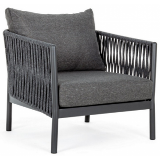 Florencia lounge havestol i aluminium, tetoron og olefin B80 cm - Charcoal/Mørkegrå
