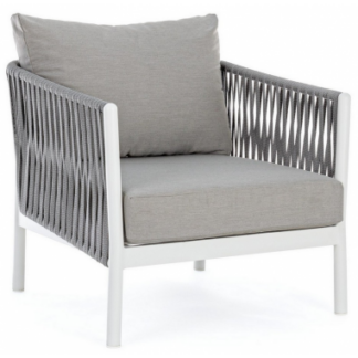 Florencia lounge havestol i aluminium, tetoron og olefin B80 cm - Hvid/Grå