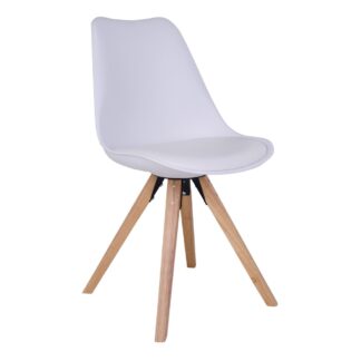 HOUSE NORDIC Bergen spisebordsstol - hvidt kunstlæder og plastik m. ben af gummitræ