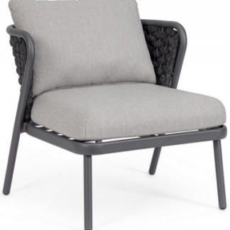 Harlow lounge havestol i aluminium og olefin H80 cm - Charcoal/Mørkegrå