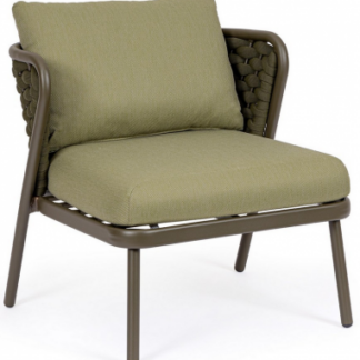 Harlow lounge havestol i aluminium og olefin H80 cm - Oliven/Mørkegrøn/Grøn