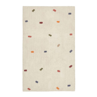 LAFORMA Epifania gulvtæppe til børn, rektangulær - hvid bomuld med multifarvet mønster (90x150)