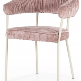 Lizzy spisebordsstol i metal og polyester H79 cm - Beige/Pink