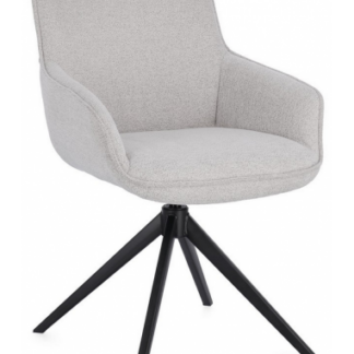 Matilda rotérbar spisebordsstol i metal og polyester H84,5 cm - Sort/Lysegrå