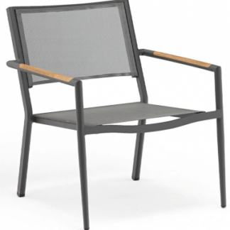 Polo lounge havestol i aluminium og Batyline H79 cm - Antracit/Mørkegrå