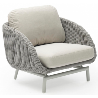 Scoop lounge havestol i aluminium og Couturetex H64 cm - Lysegrå/Greige