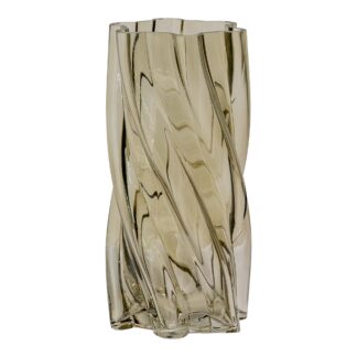 HOUSE NORDIC vase, rund - røget grøn mundblæst glas (Ø12,5x25)